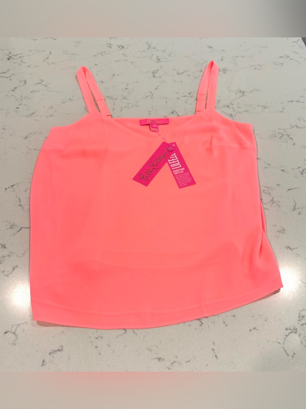 Lilly Pulitzer Nadia Tank (Lilly Pink) Neon Coral Adjustable-Strap | Small NWT |